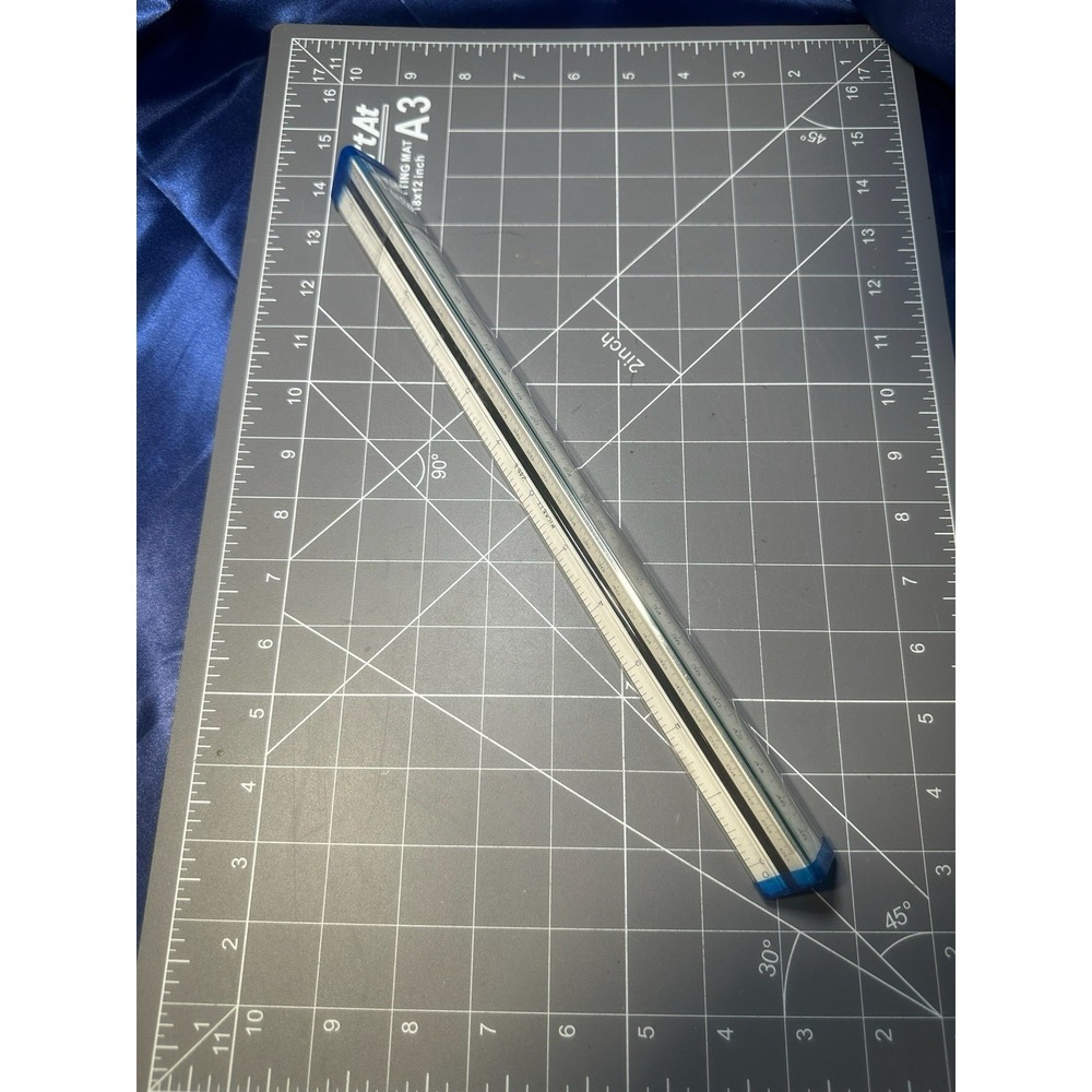 Pickett 235E Triangular Engineering Scale Ruler & Case Japan Vintage 1980s